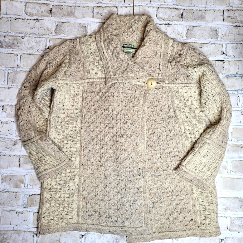 Aran Crafts 100% Merino Wool Irish Knit Cardigan XL